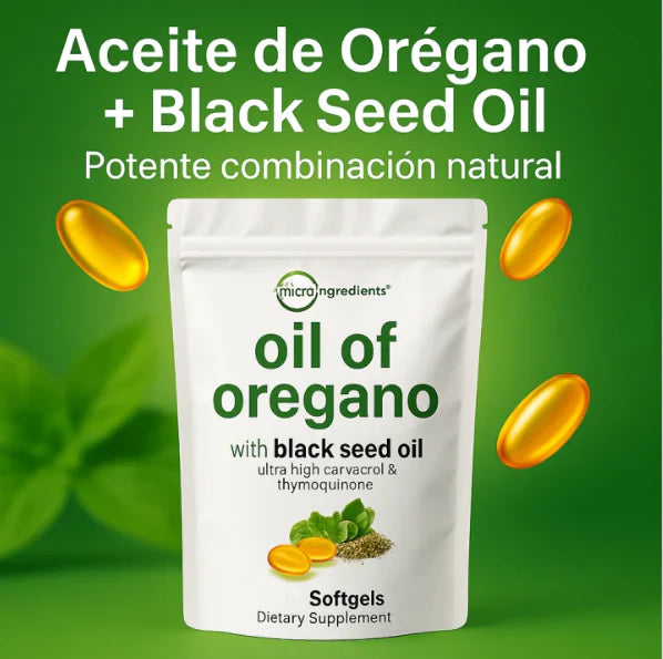 Aceite de Orégano + Aceite de Semilla Negra | 60 Cápsulas