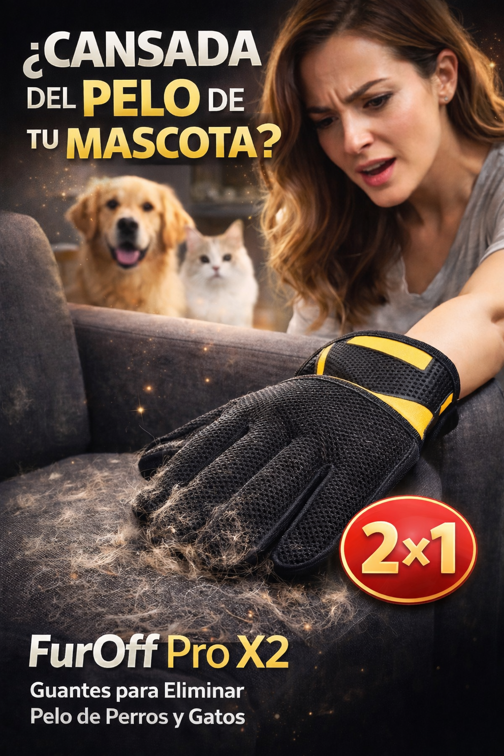 FurOff Pro 2X1 – Guantes para Eliminar Pelo de Perros y Gatos