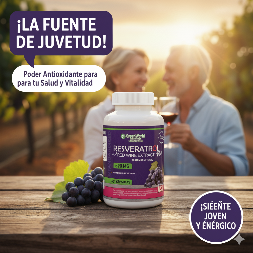 Resveratrol 590 mg – Antioxidante Natural para Juventud y Energía Celular